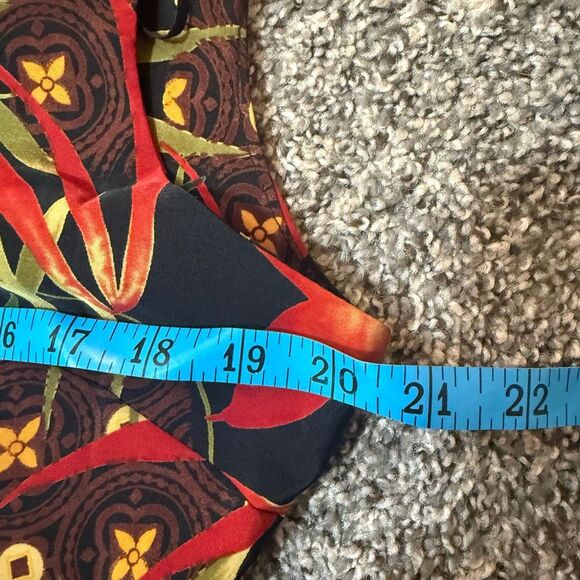 Vintage 90s R&K Black Colorful Floral Maxi Dress Tropical Shell Large - Picture 5 of 7